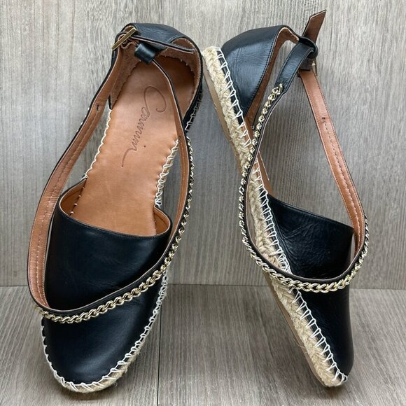 Carmin Sandals Womens Sz 39 Close Toe Gladiator Espadrille Flats Leather Black - Picture 7 of 11